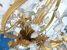 Load image into Gallery viewer, Excpt. MAISON BAGUES French Mid-Century Gilt Iron Floral Lyre Chandelier Chinese