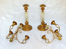 Load image into Gallery viewer, Gorgeous Vintage Pair French Antique Candlestick Brass Marble Candelabra 1900
