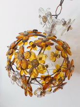 Load image into Gallery viewer, Vintage French Amber Flower Prisms Maison Bagues Style Antique Chandelier Lustre