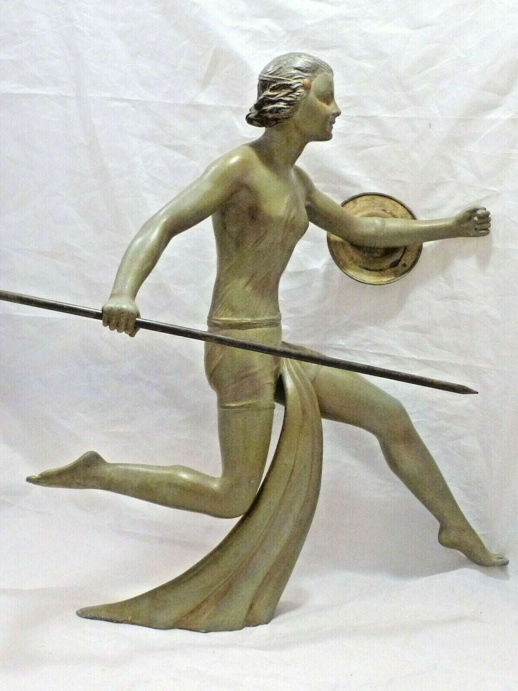 1930 Sculpture Spelter Diane The Huntress Signed LIMOUSIN Bronze Patina ART DECO