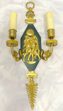 Load image into Gallery viewer, 16" Large Antique French Empire Style Bronze Double Wall Lights "à l'antique"
