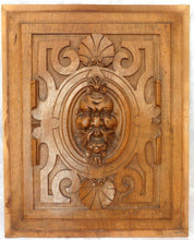 Load image into Gallery viewer, 21" Antique French Carved Walnut Wood Panel Gothic Man Face Bacchus Salvage #2