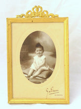 Load image into Gallery viewer, Antique French Bronze Photo Miniature Portrait Frame Ribbon Style Louis XVI 19TH