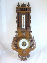 Load image into Gallery viewer, Antique French Black Forest Carved 29" Barometer & Thermometer Only for Deco