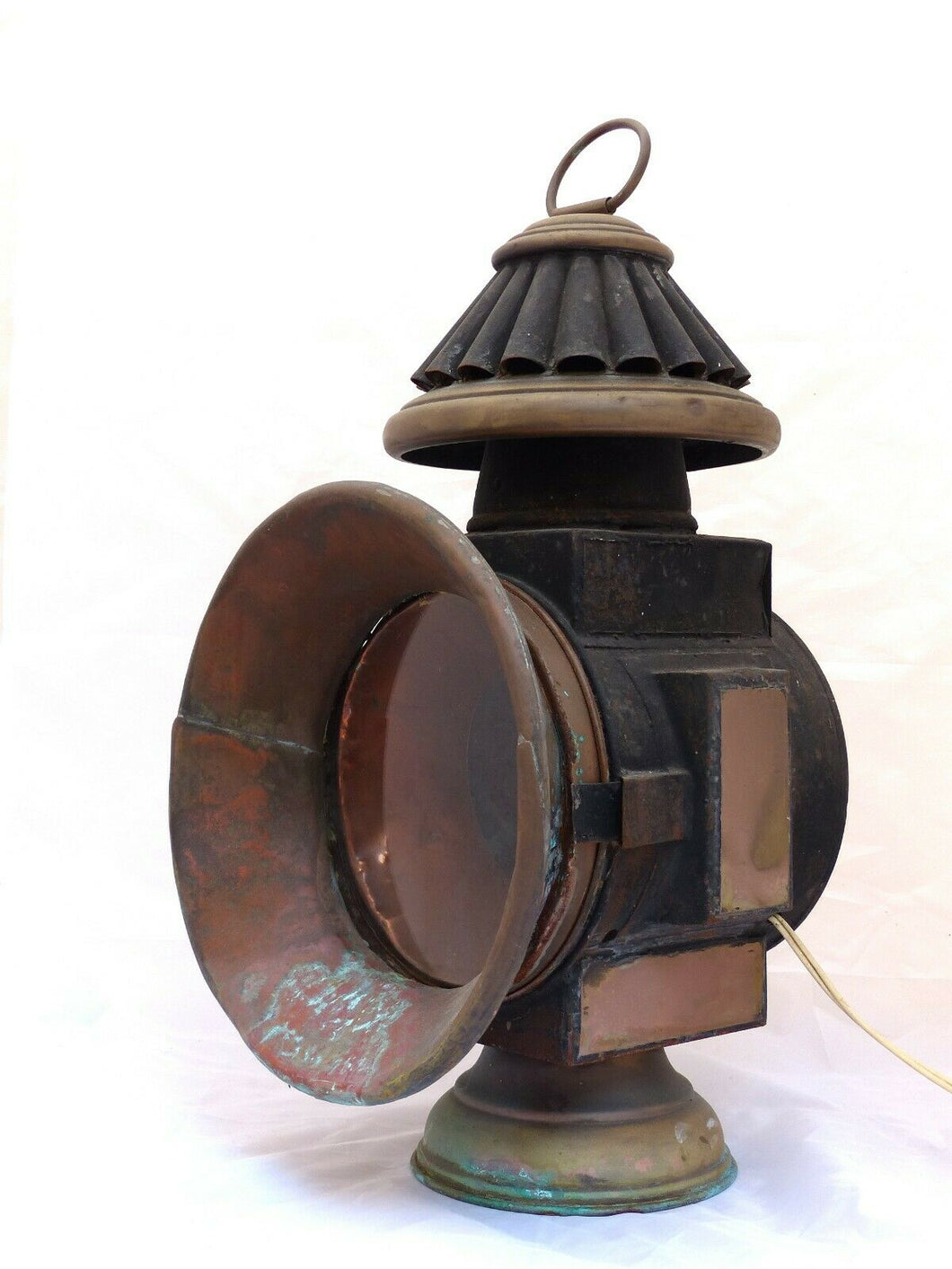19TH Antique XL Large Train locomotive Copper oil front Lamp Lantern headlight