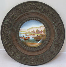 Load image into Gallery viewer, 12" Rare Antique 19TH French handpainted PLATE Copper framed sign. CHOISY LE ROY