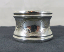 Load image into Gallery viewer, Antique French Sterling Silver Napkin Ring Guilloche Style Cartouche 19th