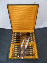 Load image into Gallery viewer, Antique French Set 24x knives Sterling Collar Table Dessert Ebony Handles 19TH