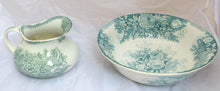 Load image into Gallery viewer, Antique French Floral Ceramic Toilet set Pitcher & Basin bowl SARREGUEMINES 1900