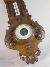 Load image into Gallery viewer, Antique French Black Forest Carved 29" Barometer & Thermometer Only for Deco