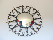 Load image into Gallery viewer, OMG RARE Mid-Century French Round Iron Framed Convex Mirror 1950
