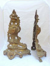 Load image into Gallery viewer, 21"HUGE French Antique Ormolu Bronze Pair Andirons Furniture Pediment Mount 19TH