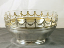Load image into Gallery viewer, Antique French Fruit Bowl Dish Crystal &amp; Sterling Silver 925 Corbeille Plat
