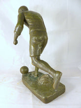 Load image into Gallery viewer, 14&quot;Tall Vintage sculpture Spelter signed FUGERE Bronze patina 1930 Soccer Sport
