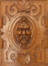 Load image into Gallery viewer, 21" Antique French Carved Walnut Wood Panel Gothic Man Face Bacchus Salvage #2