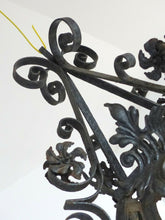 Load image into Gallery viewer, 30" XL French Lantern Gothic Castle Tole Iron Late 19TH Chandelier Ceiling