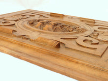 Load image into Gallery viewer, 21" Antique French Carved Walnut Wood Panel Gothic Man Face Bacchus Salvage #2