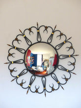 Load image into Gallery viewer, OMG RARE Mid-Century French Round Iron Framed Convex Mirror 1950
