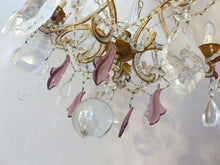 Load image into Gallery viewer, Antique Vintage Macaroni Beaded Murano Drops Chandelier Italian Purple drops