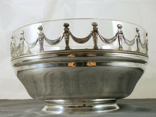 Load image into Gallery viewer, Antique French Fruit Bowl Dish Crystal &amp; Sterling Silver 925 Corbeille Plat
