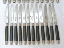 Load image into Gallery viewer, Antique French Sterling Silver Collar Ebony Handle 24pc Table Dessert Set 1880