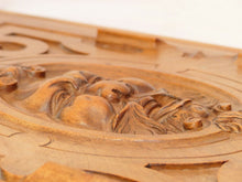 Load image into Gallery viewer, 21" Antique French Carved Walnut Wood Panel Gothic Man Face Bacchus Salvage #2