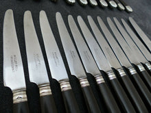 Load image into Gallery viewer, Antique French Set 24x knives Sterling Collar Table Dessert Ebony Handles 19TH