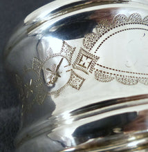 Load image into Gallery viewer, Antique French Sterling Silver Napkin Ring Guilloche Style Cartouche 19th