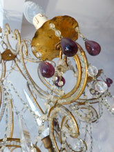 Load image into Gallery viewer, Antique Vintage Macaroni Beaded Murano Drops Chandelier Italian Purple drops