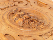 Load image into Gallery viewer, 21" Antique French Carved Walnut Wood Panel Gothic Man Face Bacchus Salvage #2