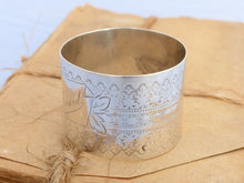 Load image into Gallery viewer, 19TH Antique French Sterling Silver Napkin Ring Highly Guilloche Style Cartouche