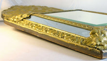 Load image into Gallery viewer, 23" Tall Antique 1880 Large French Beveled Mirror Brass Overlay Wood Repousse