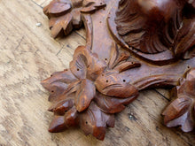 Load image into Gallery viewer, Antique Hand Carved Black Forest Hunting Dog Head PAIR Wall Bracket Shelf 1880