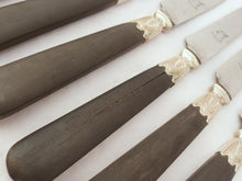 Load image into Gallery viewer, Antique French LouisXVI 12pc Dinner Knife Set Sterling Silver & Ebony Steel 19TH