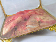 Load image into Gallery viewer, Antique French Jewelry Box 6.3" Square Thick Beveled Glass Bronze Casket Vitrine