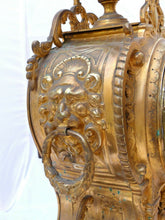Load image into Gallery viewer, 22" XXL Gorgeous Antique French Bronze Lion Clock 19TH Paris movement Gothic
