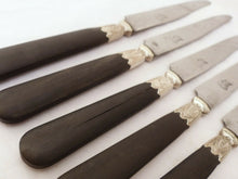 Load image into Gallery viewer, Antique French LouisXVI 12pc Dinner Knife Set Sterling Silver & Ebony Steel 19TH