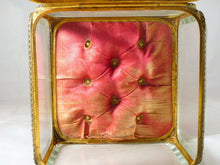Load image into Gallery viewer, Antique French Jewelry Box 6.3" Square Thick Beveled Glass Bronze Casket Vitrine