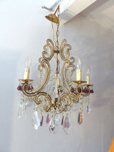 Load image into Gallery viewer, Antique Vintage Macaroni Beaded Murano Drops Chandelier Italian Purple drops