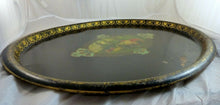 Load image into Gallery viewer, 28" Antique 19th C. French Victorian Hand Painted Tole Metal Toleware Oval Tray