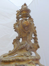 Load image into Gallery viewer, 21"HUGE French Antique Ormolu Bronze Pair Andirons Furniture Pediment Mount 19TH