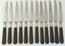 Load image into Gallery viewer, Antique French LouisXVI 12pc Dinner Knife Set Sterling Silver & Ebony Steel 19TH