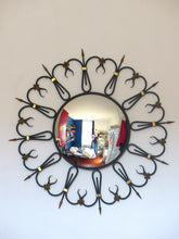 Load image into Gallery viewer, OMG RARE Mid-Century French Round Iron Framed Convex Mirror 1950