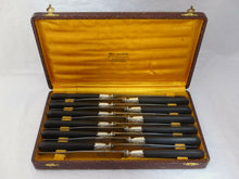 Load image into Gallery viewer, Antique French LouisXVI 12pc Dinner Knife Set Sterling Silver &amp; Ebony Steel 19TH
