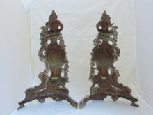 Load image into Gallery viewer, 21"HUGE French Antique Ormolu Bronze Pair Andirons Furniture Pediment Mount 19TH