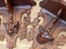Load image into Gallery viewer, Antique Hand Carved Black Forest Hunting Dog Head PAIR Wall Bracket Shelf 1880