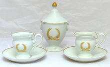 Load image into Gallery viewer, Superbe ancien Tête à tête Porcelaine de Paris Décor Empire doré Service à Café