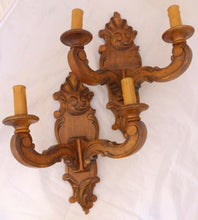 Load image into Gallery viewer, Vintage PAIR French Carved Wood Shell Rococo Wall Light Sconce Louis XV Rare