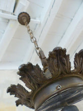 Load image into Gallery viewer, XL Gorgeous French Hall Lantern 1900 Chandelier Ceiling Gilded Bronze Cut Glass
