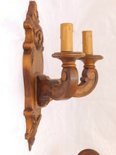 Load image into Gallery viewer, Vintage PAIR French Carved Wood Shell Rococo Wall Light Sconce Louis XV Rare
